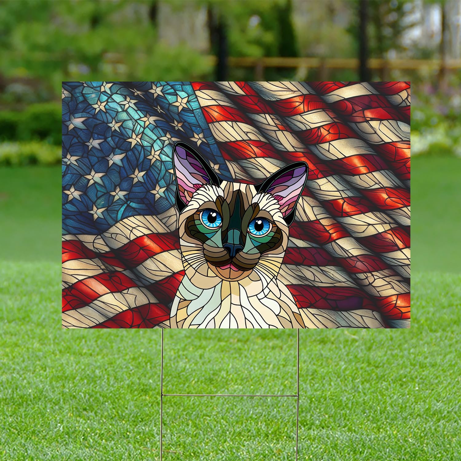 Amazon.com : Patriotic Siamese Stained Glass Portrait American